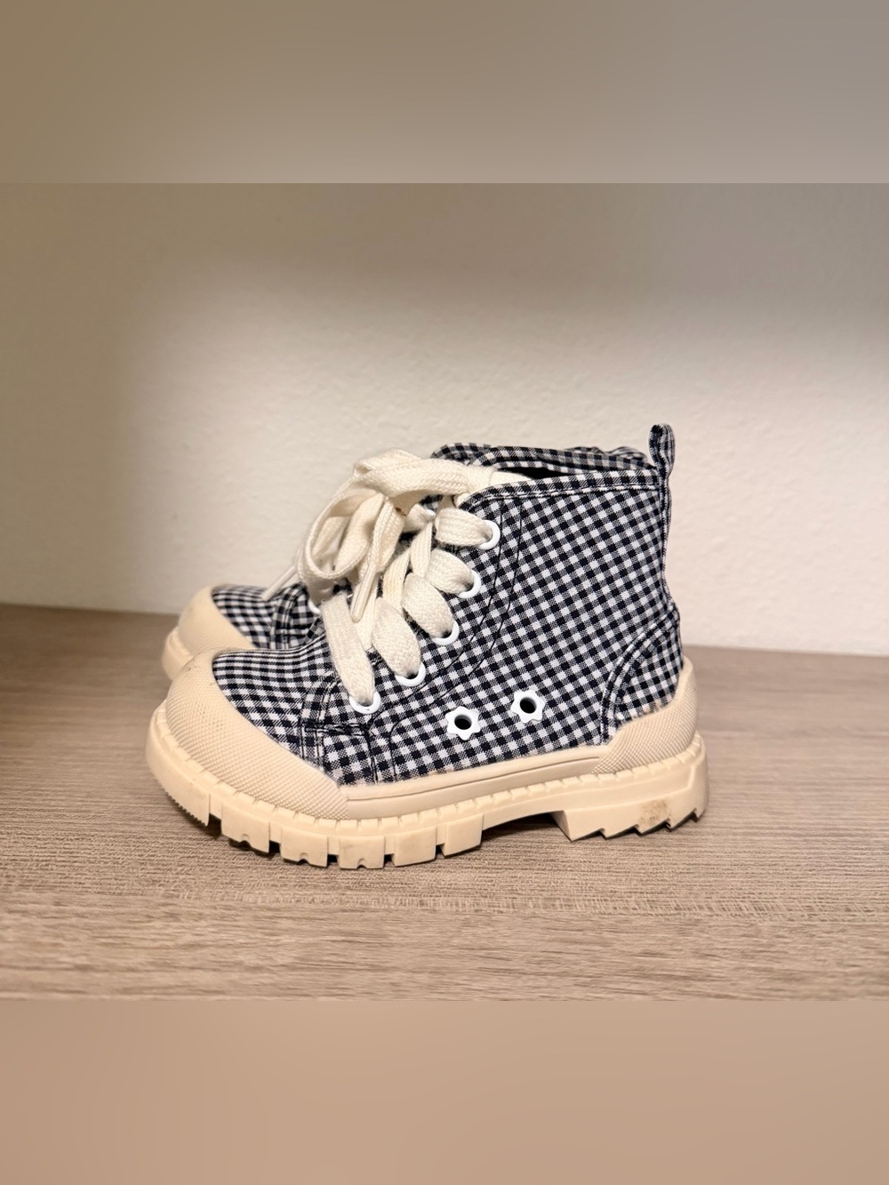 Primark Black & White Gingham Kids High-Top Boots